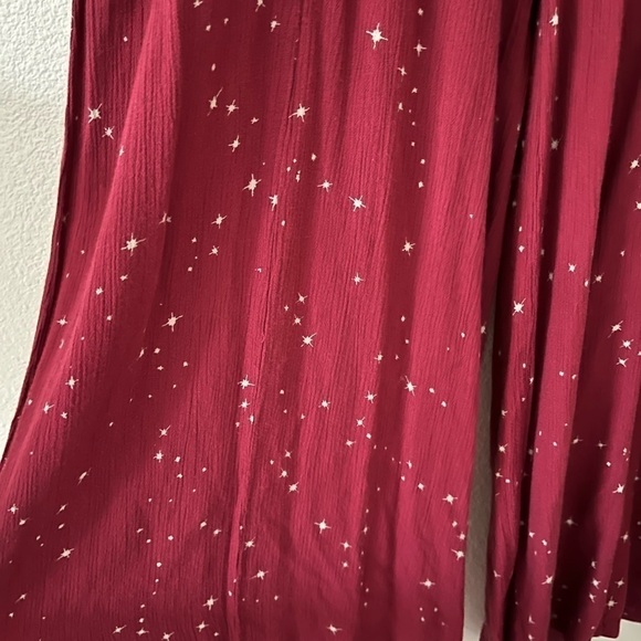 O’Neill wine colored jumpsuit/romper wide leg ruching shirt sleeve long pant S - Picture 5 of 8